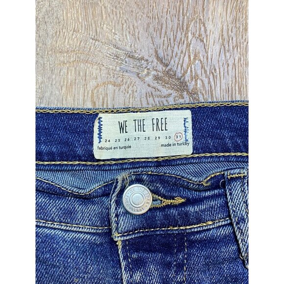 We The Free Distressed Skinny Jeans Size 31 Blue Denim Mid-Rise Frayed Hem Women - Picture 4 of 8